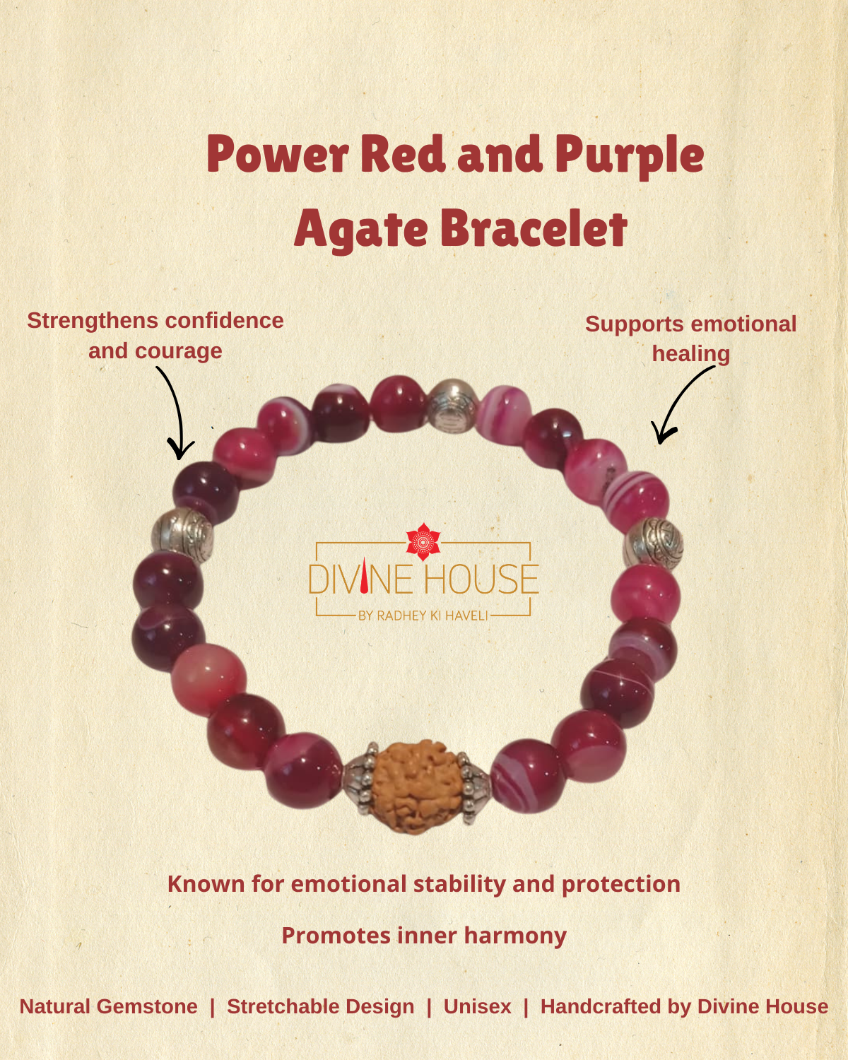 Balance & Harmony – Red & Purple Agate Bracelet