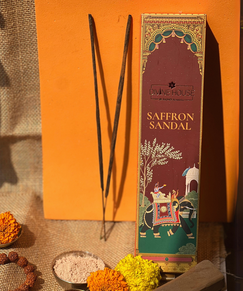 Divine House Saffron Sandal Hand Rolled Incense Sticks