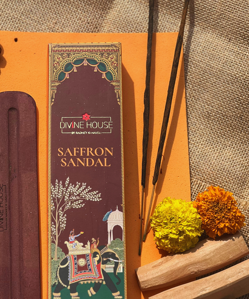 Divine House Saffron Sandal Hand Rolled Incense Sticks