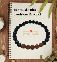 Divine Protection & Positivity – Rudraksha Blue Sandstone Bracelet