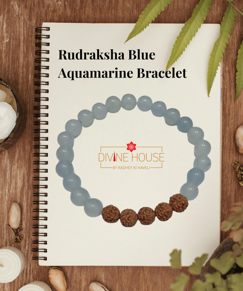 Rudraksha Blue Aquamarine Bracelet