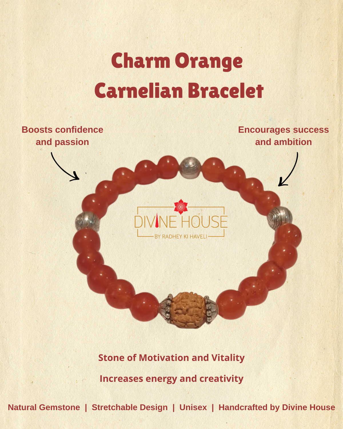 Motivation & Vitality – Charm Orange Carnelian Bracelet