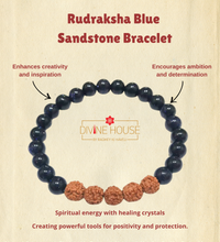 Divine Protection & Positivity – Rudraksha Blue Sandstone Bracelet