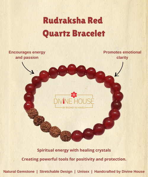 Rudraksha Red Quartz Bracelet