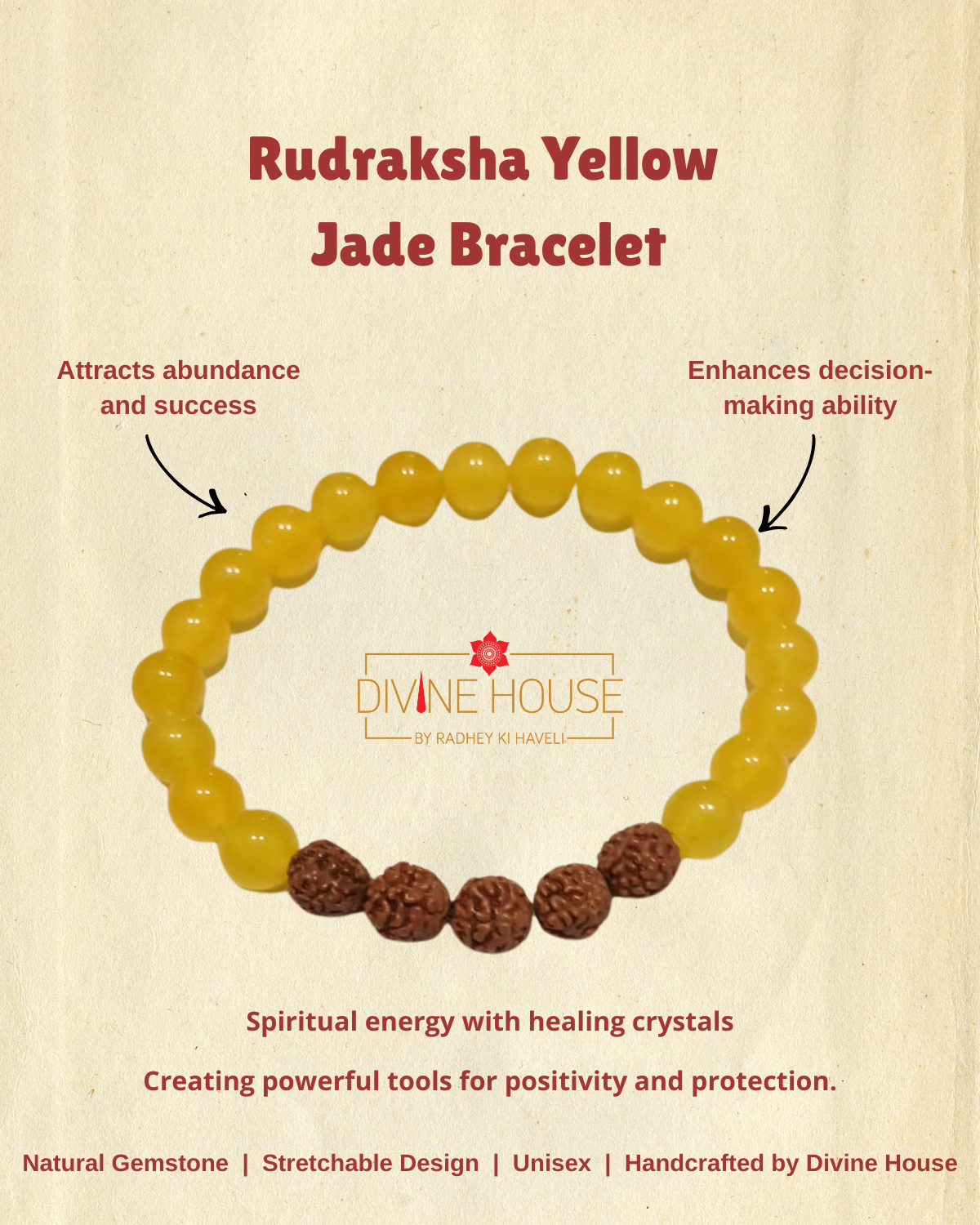 Wealth & Prosperity – Rudraksha Yellow Jade Bracelet