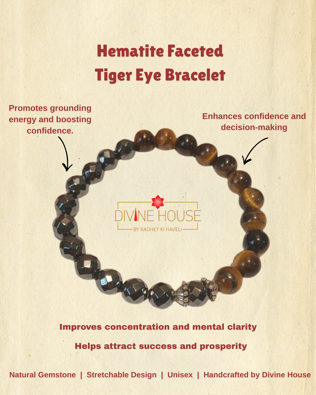 Strength & Grounding – Hematite Faceted Tiger Eye Bracelet