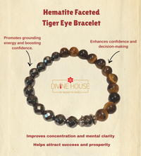 Strength & Grounding – Hematite Faceted Tiger Eye Bracelet