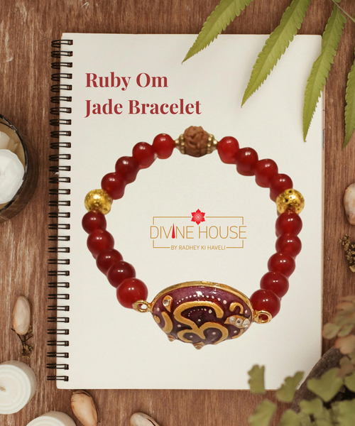 Passion & Prosperity - Ruby Om Jade Bracelet