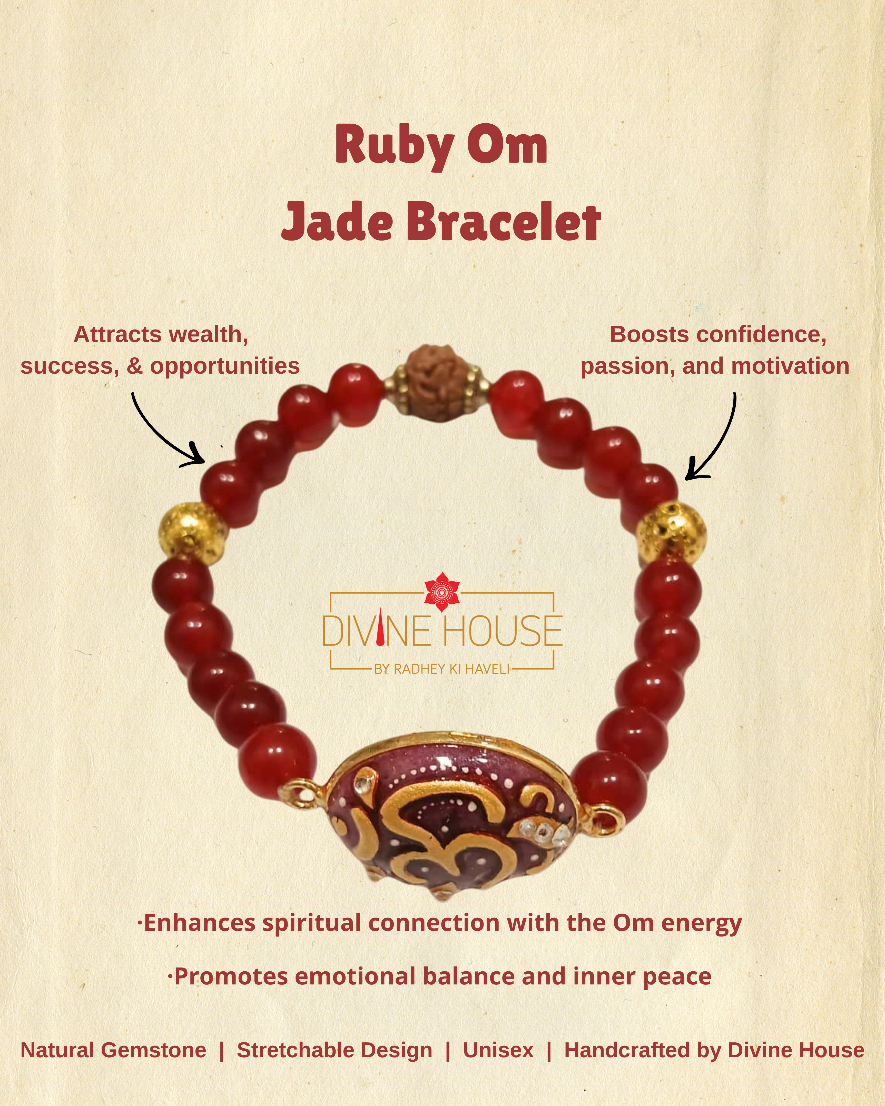 Passion & Prosperity - Ruby Om Jade Bracelet