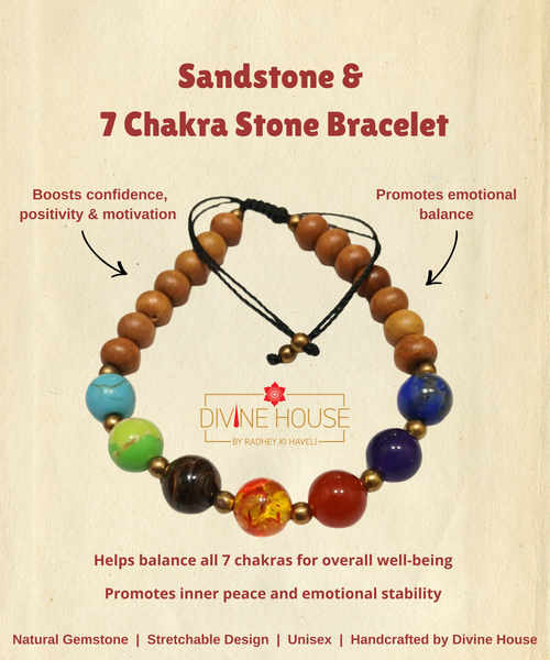 Balance & Energy Alignment – Sandstone & 7 Chakra Bracelet