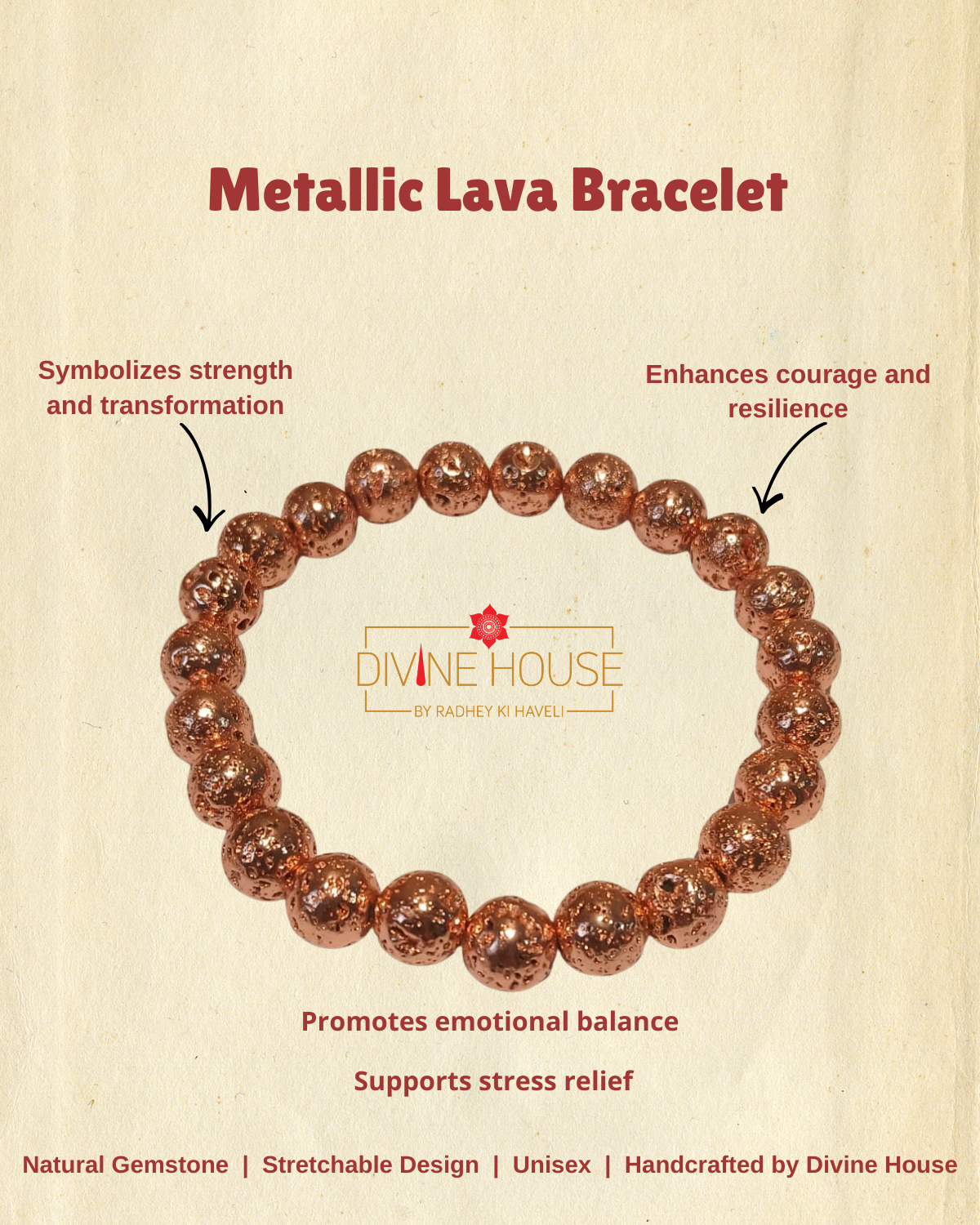 Energy & Stability – Metallic Lava Bracelet
