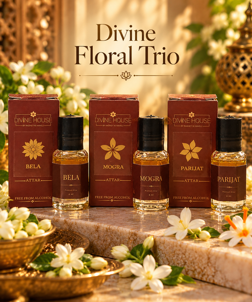Divine Floral Trio – Bela, Mogra &amp; Parijat