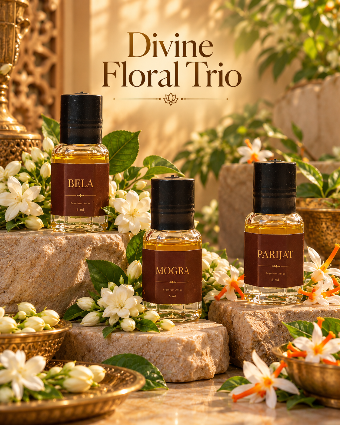 Divine Floral Trio – Bela, Mogra &amp; Parijat