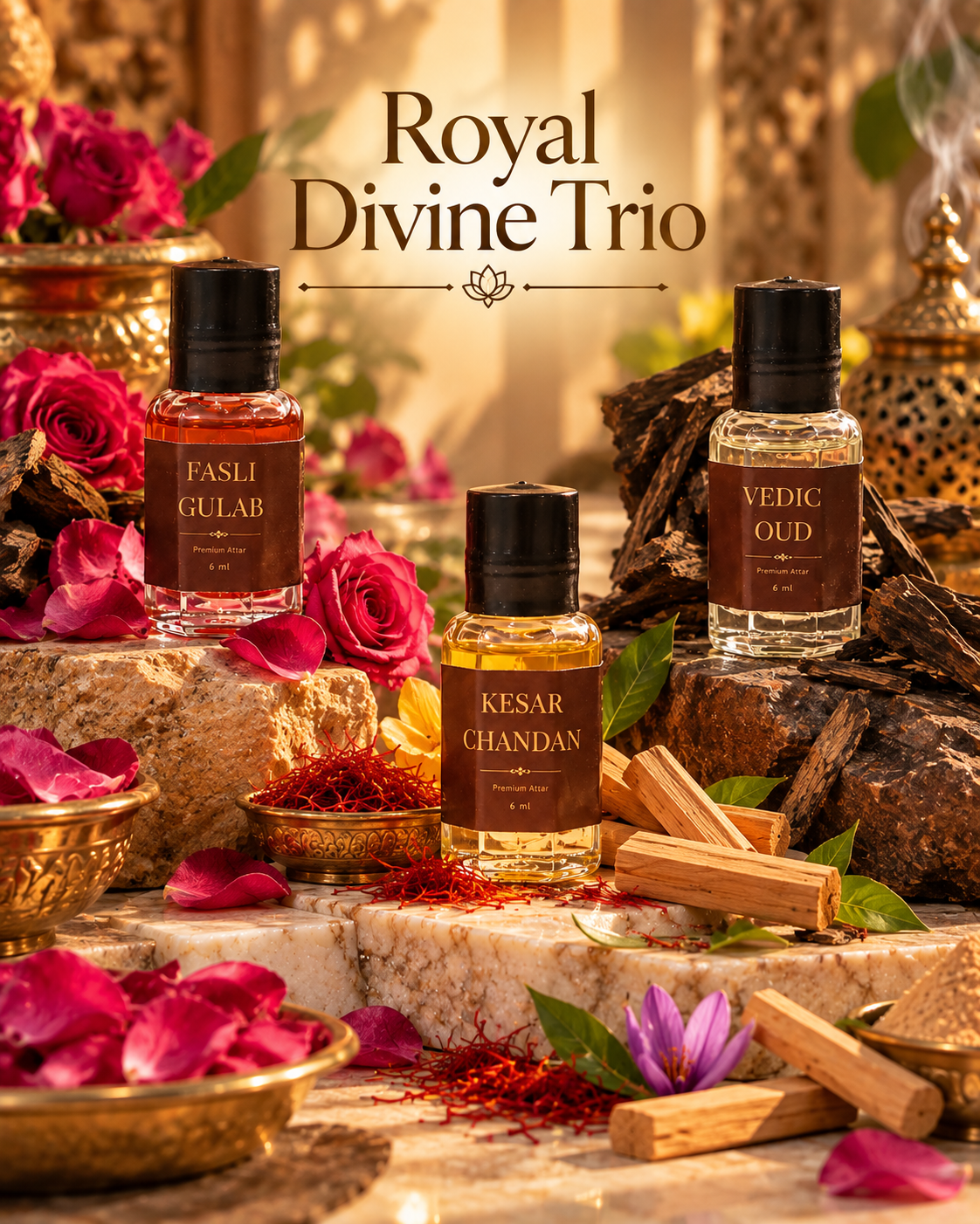 Royal Divine Trio — Fasli Gulab, Kesar Chandan &amp; Vedic Oud